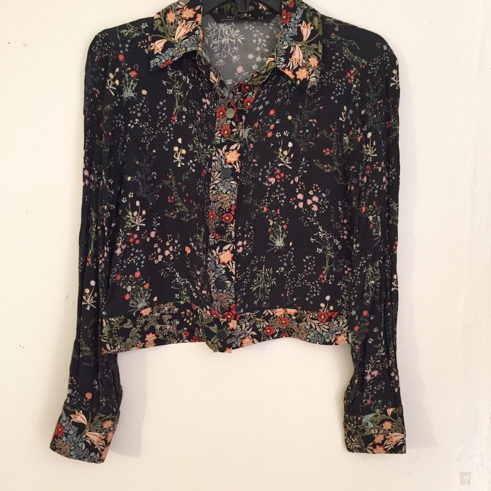 Zara women flower long sleeve top